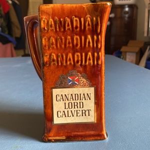 Antique vintage imported Canadian Lord Calvert one handle whiskey pitcher Unique
